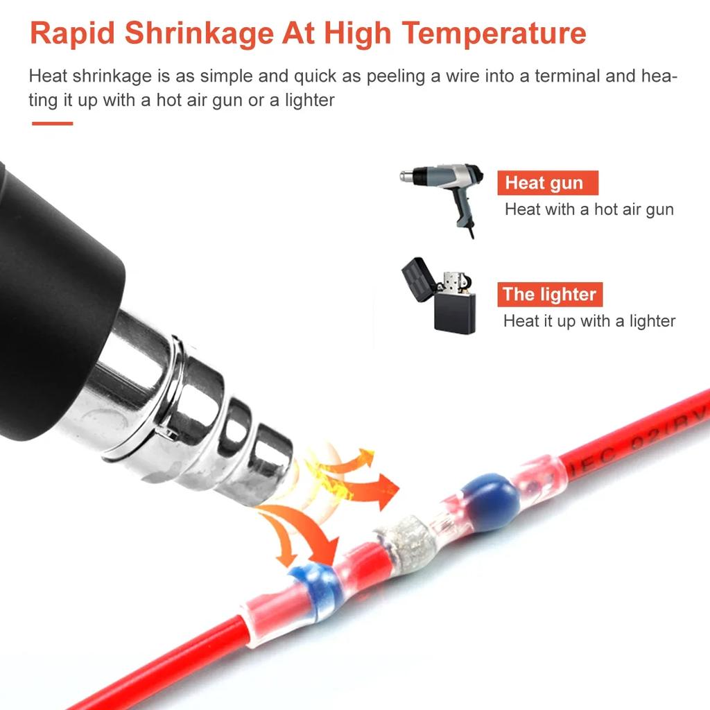 800Pcs Solder Seal Wire Connector Kit Solder Seal Butt Terminal Waterproof Insulated Electrical Wire Splice for Automotive