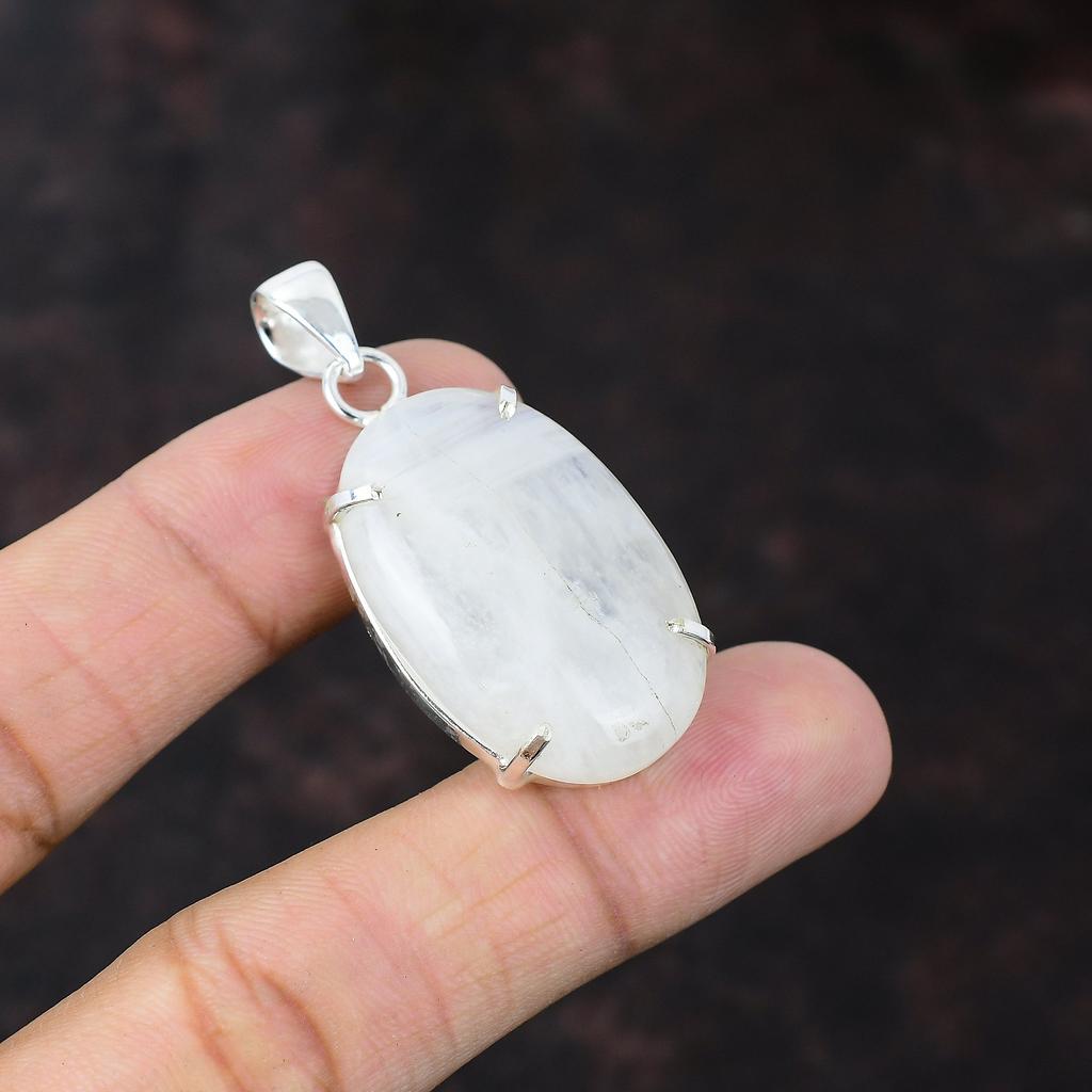 Regenbogen-Mondstein-Anhänger, handgefertigt, neuestes Design, Anhänger aus 925er Sterlingsilber, zierlicher Edelstein-Anhänger, Geschenk für Mädchen, wunderbarer Anhänger