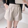 Women's Plus Size Elastic Waist High-Waist PU Leather A-Line Shorts for Autumn/Winter