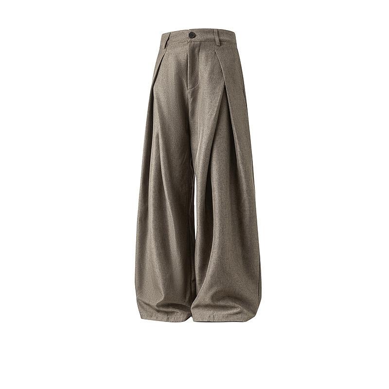 Three-dimensional Pleated A-shaped Silhouette Trousers Men's, Old Money Style High-end Commuter Trousers