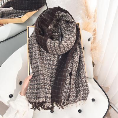 Winter Retro Imitation Cashmere Color Matching Scarf Atmosphere Warm Shawl Lazy Style Student Travel Scarf Woman