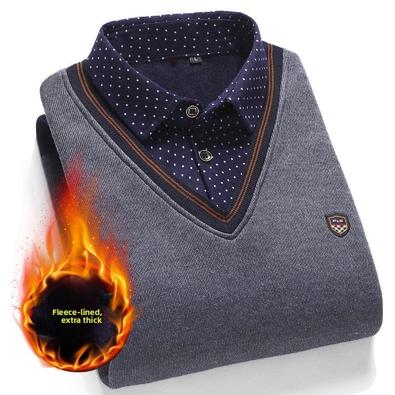 Herren Winter Strickpullover Mit Wellenpunkt- Und Karomuster Für Lässige Kleidung Für Mittleren Alters