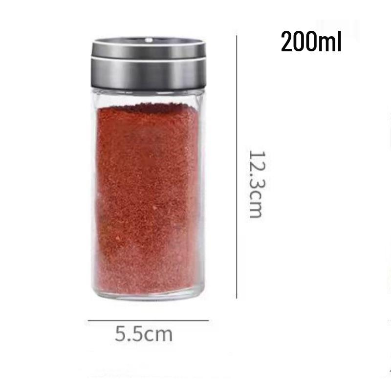 Transparent Glass Seasoning Jar with Open-Hole Lid for Kitchen Condiments