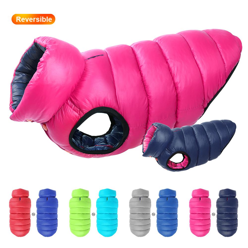 Weiche Winter Hundejacke Kleidung Wendbare Winter Hunde Weste Mantel Dicke Haustierkleidung Wasserdichtes Outfit für Kleine Mittlere Große Hunde