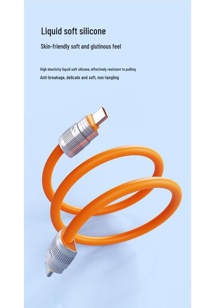 Dual Type-C & Lightning Zinc Alloy Silicone Lanyard Cable, 60W Fast Charger
