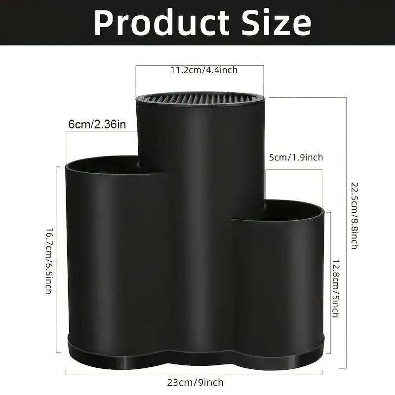 

Универсальная подставка для ножей 3 в 1, кухонная подставка, комбинированная подставка для слива кухонных принадлежностей, черный держатель для инструментов
