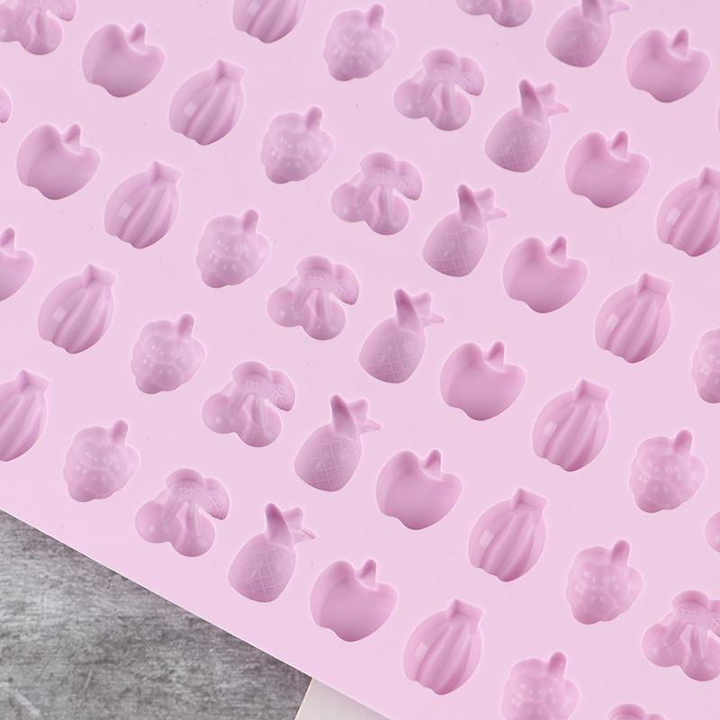 66 Holes Candy Fudge Silicone Mold Mini Chocolate Ice Cube Tray Fruit Shaped Non-Stick Soft Jelly Mold