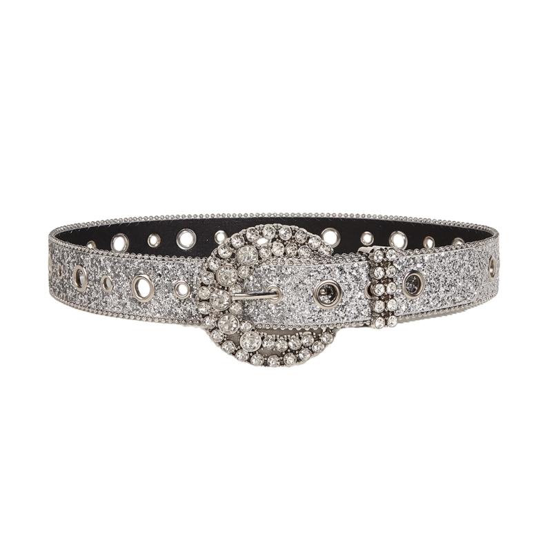 

Adult Shinning Waist Belt Luxurious Pin Buckle Waist Belt Adjustable Length Full Diamond Rhinestone Belt for Nightclub 1 серебряный