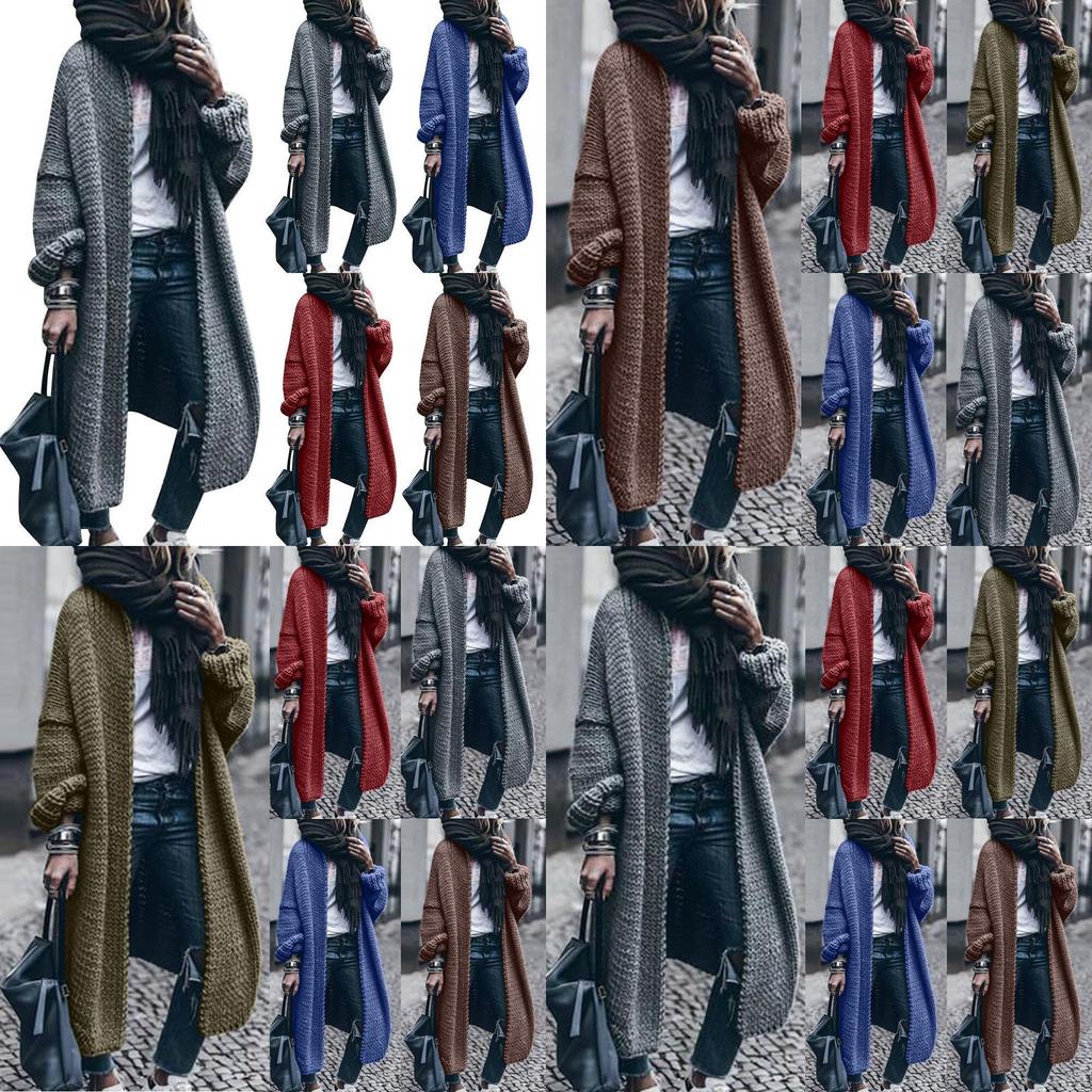 Stylish Women Plain Loose Sweater Cardigan Featuring Soft Chunky Knitted Fabric