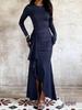 Women's Long Sleeve Ruffle Dress - Autumn Bridesmaid or Wedding Party Gown