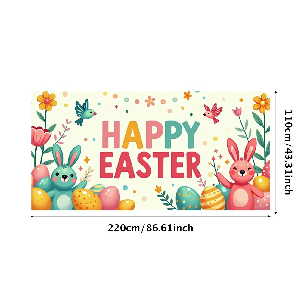 Happy Easter Backdrop Banner Easter Egg Bunnies Photography Prop Decorations Garden Party Supplies Background Spring Decor