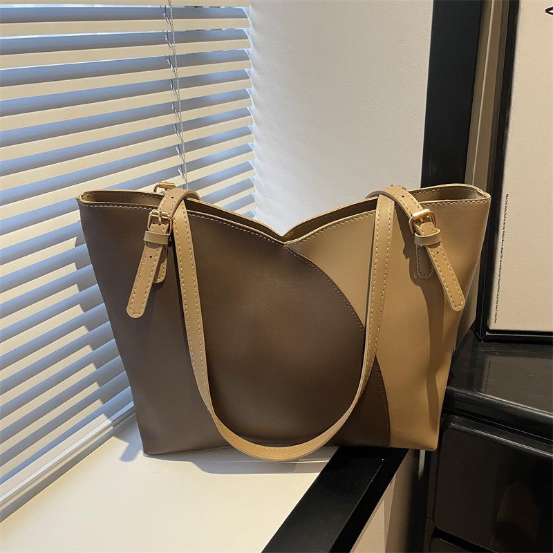 Black White Color Block Tote Bag Large Capacity Shoulder Bag For Women Casual Work Office Travel Shopping Handbag