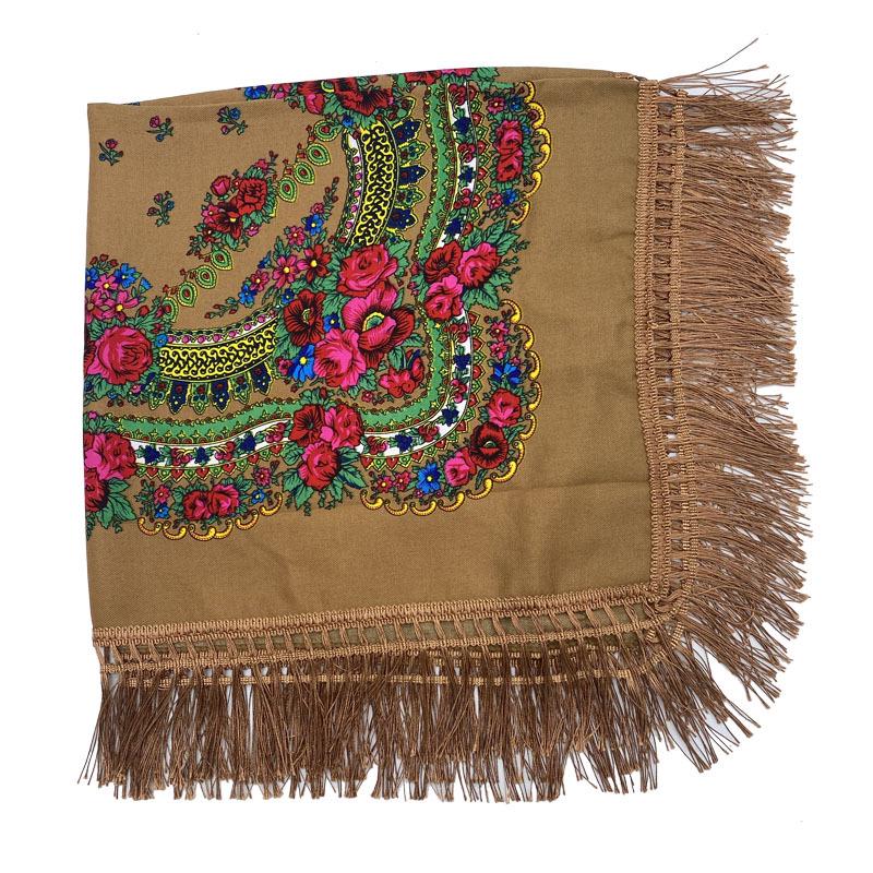 Xinjiang Print Tassel Shawl: Ethnic Floral Scarf for Dust and Sun Protection