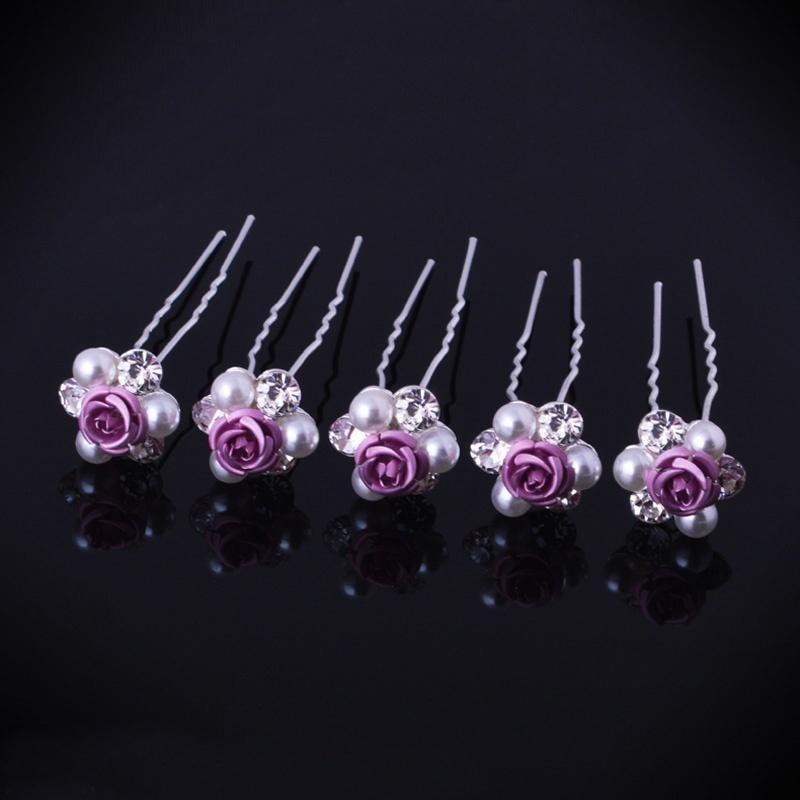 10 sztuk kryształ perłowy kwiat ślubny dla nowożeńców spinki do włosów spinki do włosów Party Dance biżuteria akcesoria