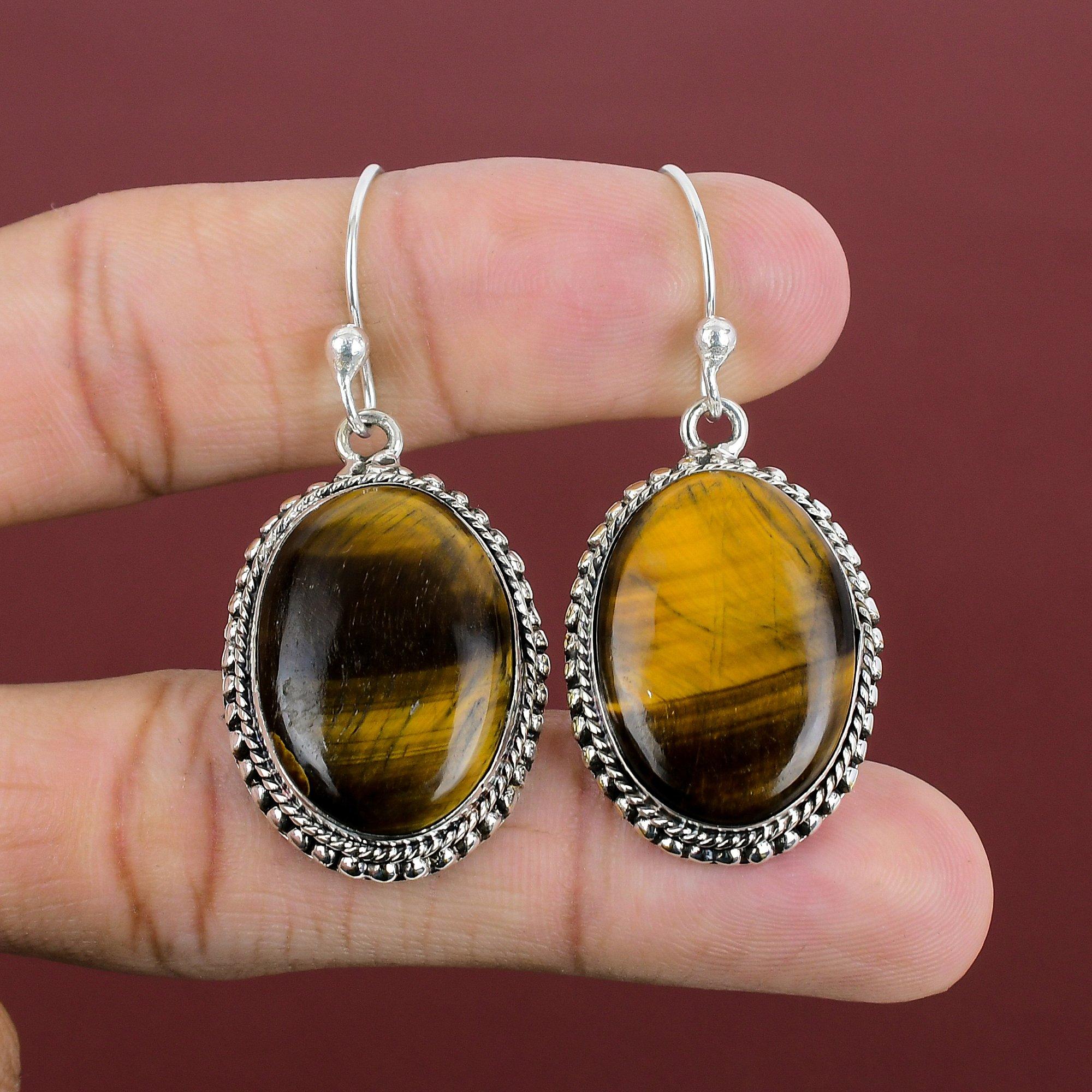 Tiger s Eye Earring 925 Sterling Silver Earring Handmade Vintage Earrings Very Pretty Gemstone Earring Tiger s Eye Jewelry Anniversary Gifts