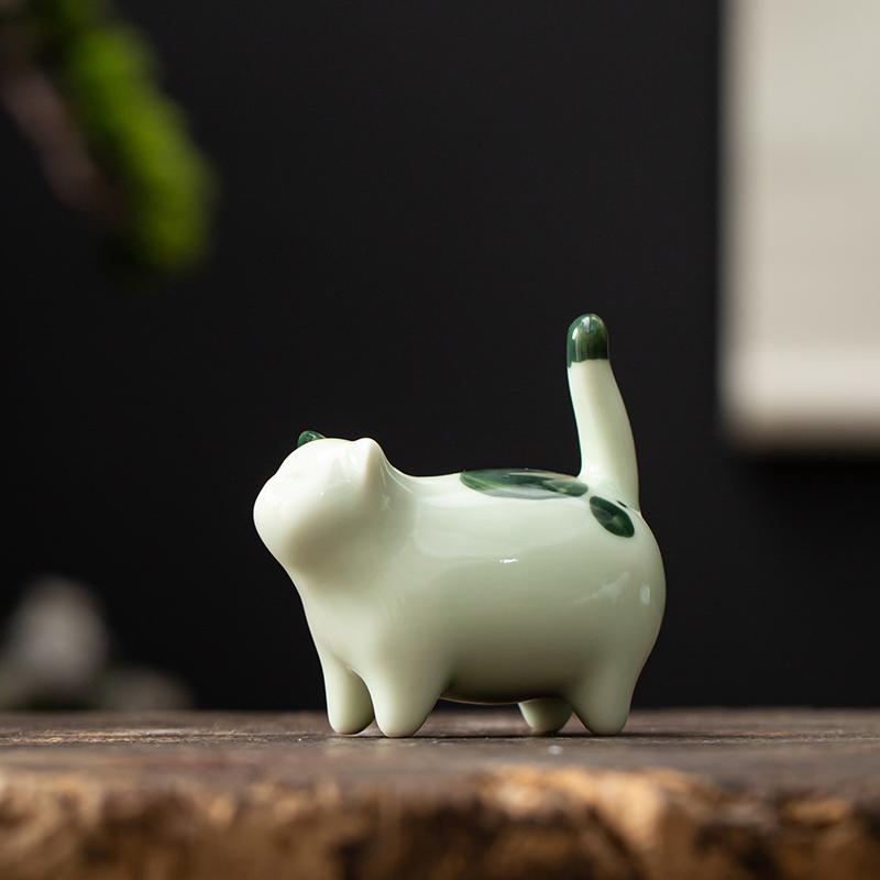 Handgefertigte Keramik-Katze Tee-Haustier Niedliche Tierfigur für Gongfu Teezeremonie Heimschreibtischdekoration Meditationsgeschenk