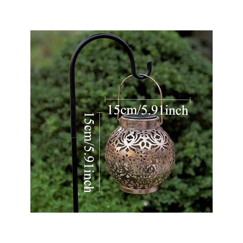 Solar Moroccan Lantern | LED Waterproof Tabletop Light with Handle | Portable Camping/Patio Decor | Auto Dusk-to-Dawn