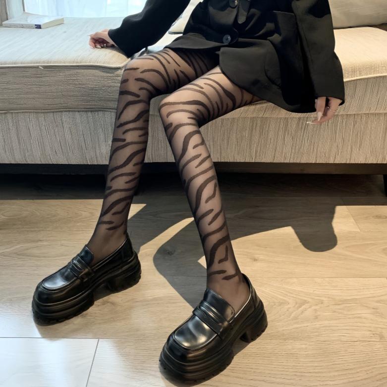 Damen Strumpfhosen Neue Zebra Muster Jacquard Strümpfe Pure Desire Leggings Sexy Strumpfhosen Schwarz Weiß Bodystockings Dropshipping gray