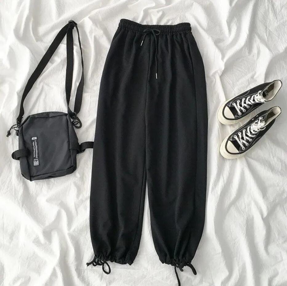 Casual Pants Women Drawstring Korean Style Loose Harem Trousers Ankle-length Streetwear Vintage Kpop Daily Retro Leisure Fashion