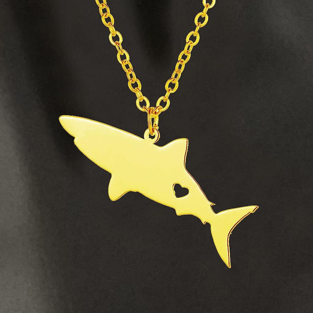 Shark & Whale Hollow Heart Necklace - Unisex Ocean Animal Sweater Chain