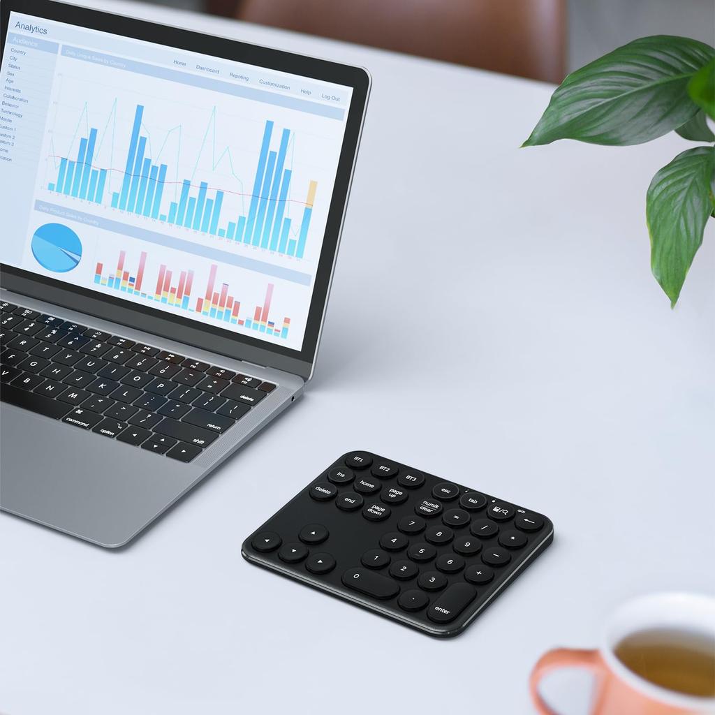 iClever IC-KP11 Numeric Keypad, Bluetooth Wireless Number Keyboard with Pantograph, Type-C Charging, Ultra-Slim Metal Construction, Numlock Link,