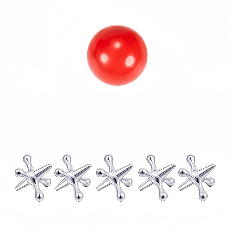 Relaxation Balls Set Tabletop Jacks Game with Metal Jacks And Soft Bouncy Balls For Stress Relief Student Relaxation Toy