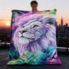 1pc Lion Art Print Throw Blanket Polyester Fiber, Lightweight Flannel, Soft & Warm, All Season Use for Outdoor, Camping Digital Print