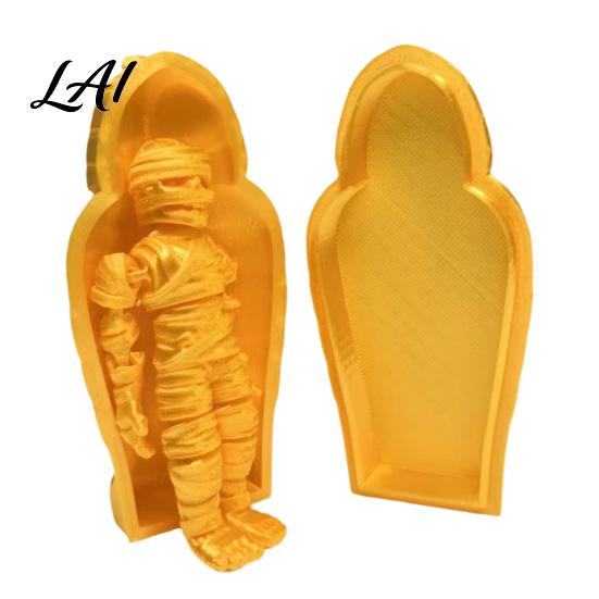 Ancient Egyptian Mummy Figurine 3D Printed Pharaoh Sarcophagus Set Articulated with Trendy Room Decor Storage Case Collectible Fidget Toy