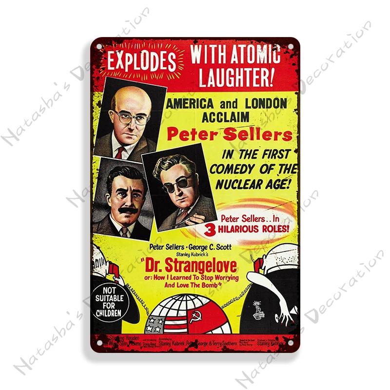 Британский кинопостер Доктор. Strangelove Металлическая табличка Ретро металлический постер Дом Кафе Клуб Магазин Домашний бар Металлическая табличка Индустриальный декор 20x30cm（7.8x11.8inch）