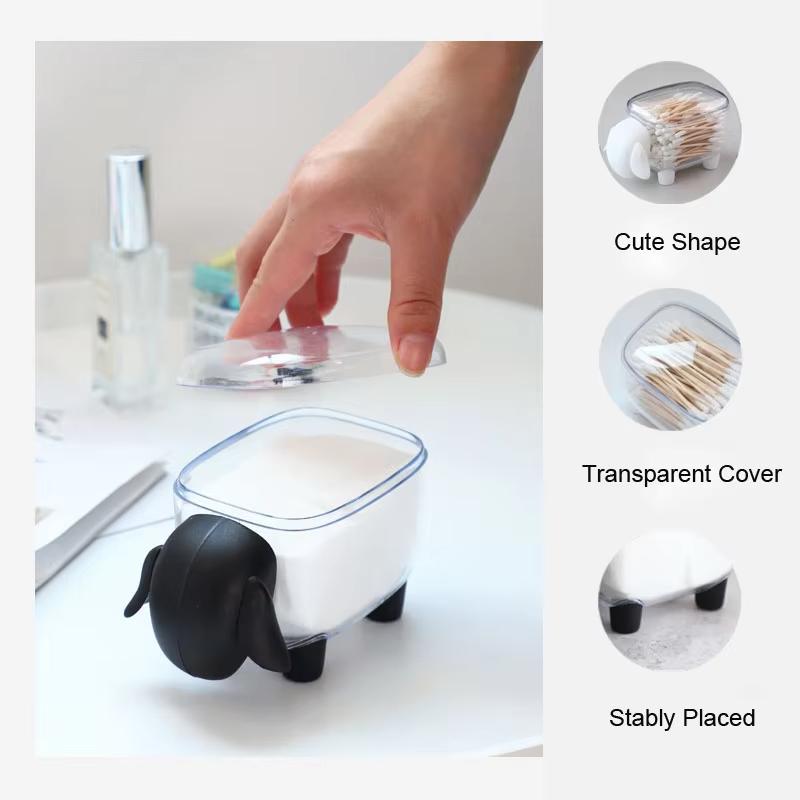 Sheep Storage Box Creative Mini Plastic Container Cotton Swab Storage Jewelry Box Household Dust-proof Desktop Makeup Organizer