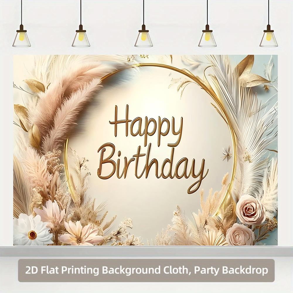 1pc Feather Birthday Background Banner suitable for birthday celebrations festival celebrations and room decoration 100x150cm