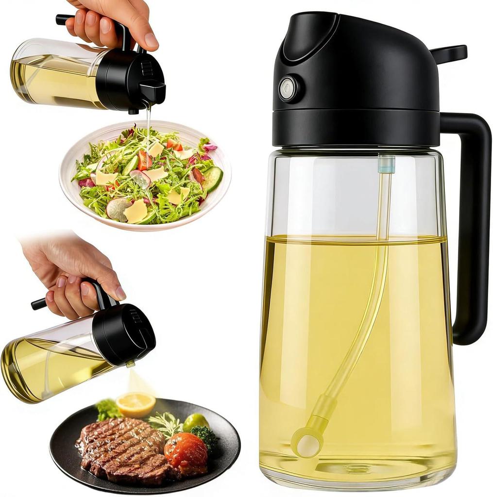 470ml Dual-Use Olive Oil Dispenser - Large Capacity Glass Bottle for Pouring & Spraying