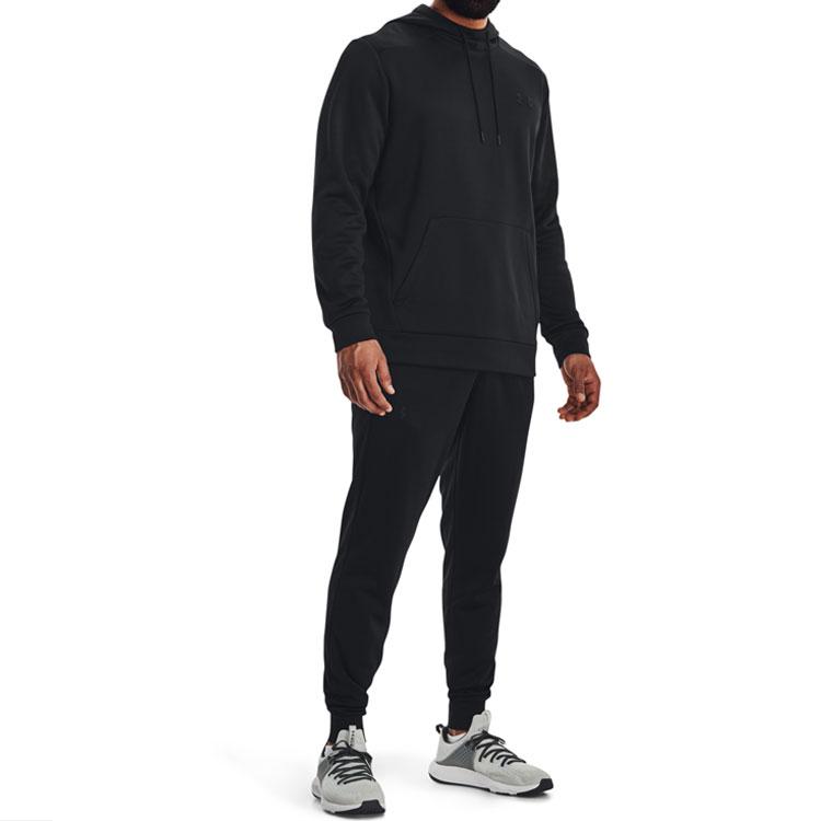 Under Armour Solid Color Logo Casual Pullover Hoodie Men Tops Black 1373353-001