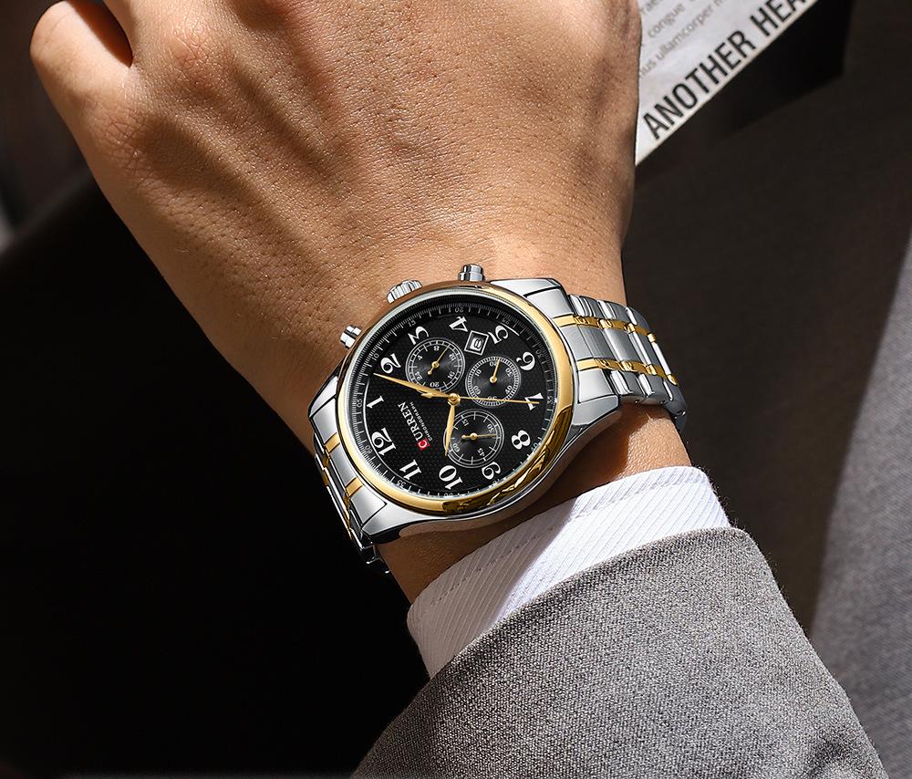 CURREN 8466 Men's Multifunctional Steel Chronograph Quartz Watch