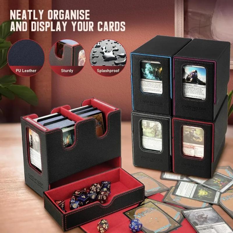PU Leather Card Deck Storage Box Holds 200+ Trading Cards Magnetic Closure Game Card Holder for MTG TCG Commander Collector