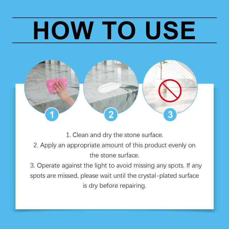 Nano Stone Crystal Plating Brighten Luster Agent for Tabletop Marble Surfaces High Gloss Protection Set with Sponge Towel
