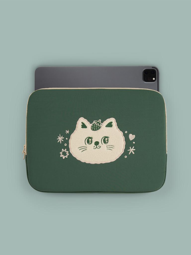 All New Frame Embroidered Laptop Pouch_Sweet Cat (Ipad 11/13/16 Inch)