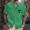 Men'S Casual Loose Short Sleeved Printed Shirt With Fashionable Lapel Top