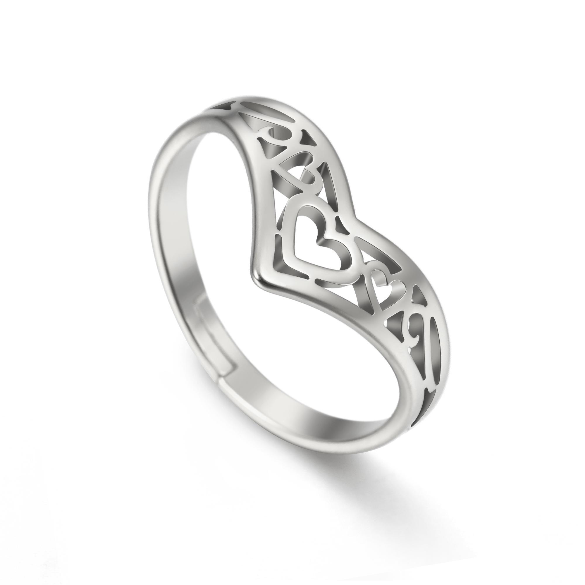 

Cazador Aesthetic Hollow Hearts Rings for Women Girls Adjustable Gold Color Stainless Steel Finger Ring Jewelry Wedding Gifts resizable срібний