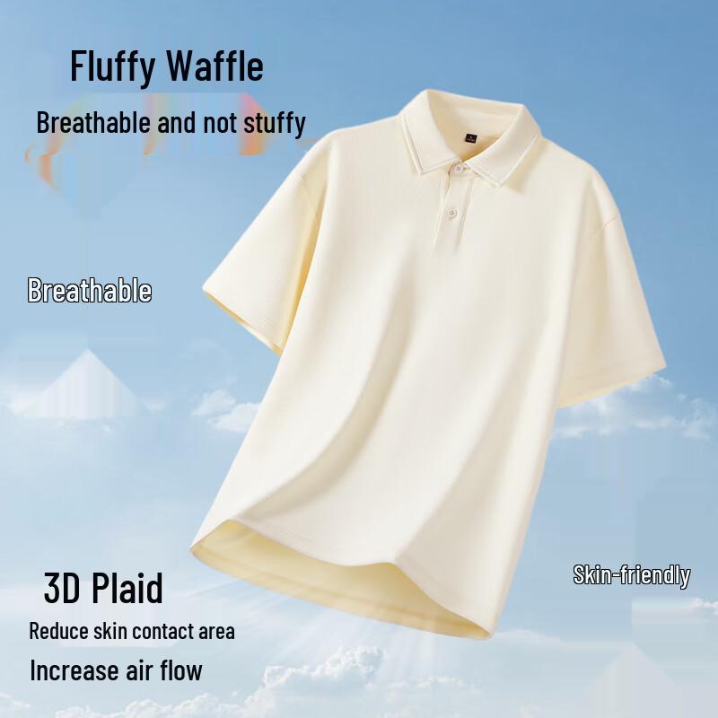 JEANSWEST LIFE Men's Waffle Knit Polo Shirt with Graphic