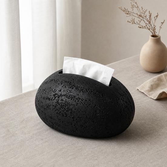 Tissue Box, Stone Shape Matte Tissue Holder, Waterproof Sandstone Texture Dust Resistant Tissue Dispenser, for Bathroom Living Room Decor