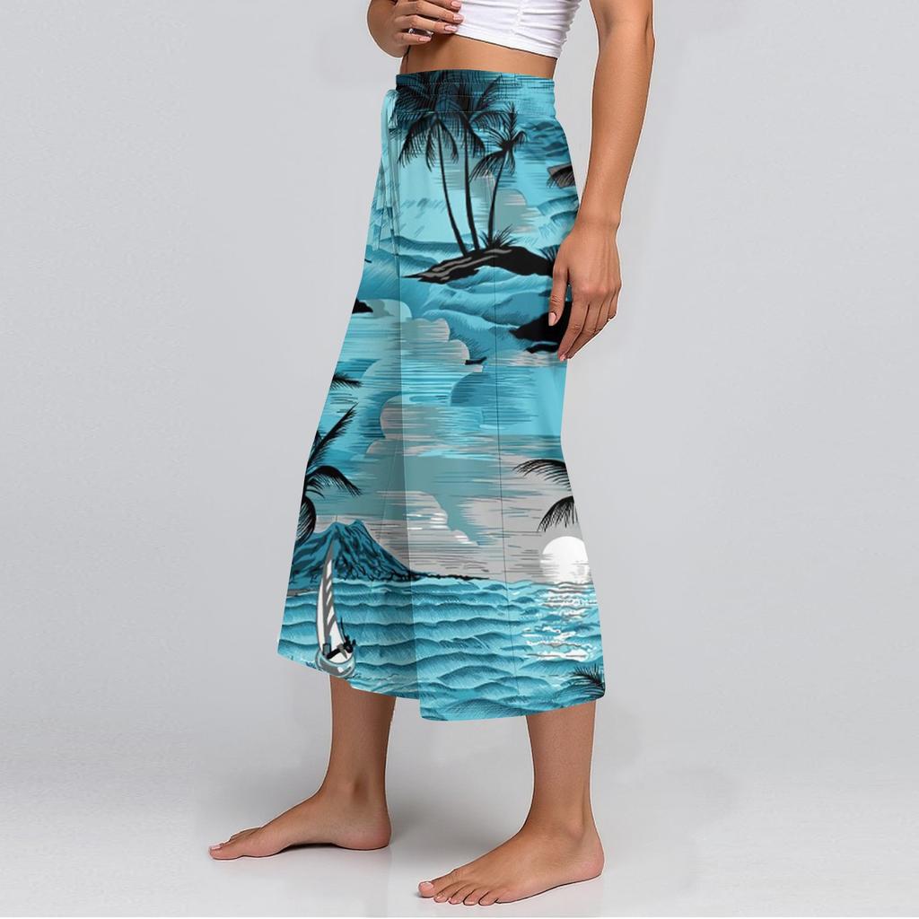 Women's Summer High Waist Printed Casual Sportswear Casual Cropped Pants Loose Pants