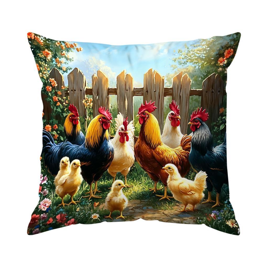 1/4pcs Farm Rooster Cushions Pillowcase Polyester Cushion Cover Throw Pillow Pillowcover Home Car Sofa Decor