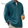 Formal Men Dress Shirt Corduroy Button Down Long Sleeve Lapel Classic Solid Loose Fit Casual Color Jacket for Work Dating Street Wear