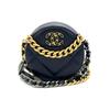 19Bag Sheepskin Evening Bag, Round Bag, Handheld Shoulder Bag, Crossbody Bag Women's Dark Blue AP0945-B03211-N7384