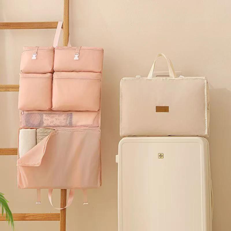 Multifunctional 6-Compartment Hanging Storage Bag Travel Underwear Organizer Multi-Layer Miscellaneous Sorting Bag for Home