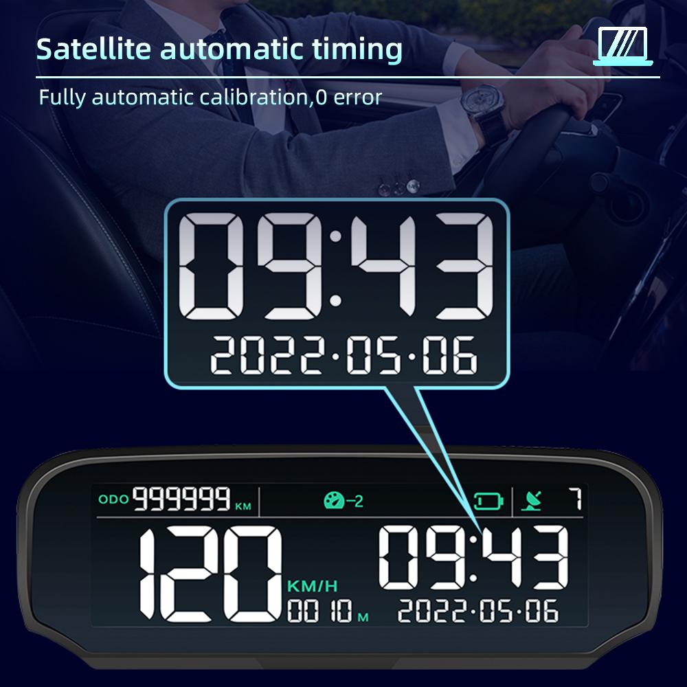 Solar Auto HUD GPS Head-Up Display Digital Uhr Tachometer Über-Geschwindigkeit Alarm Müdigkeit Fahren Alarm Höhe Kilometerstand Anzeige