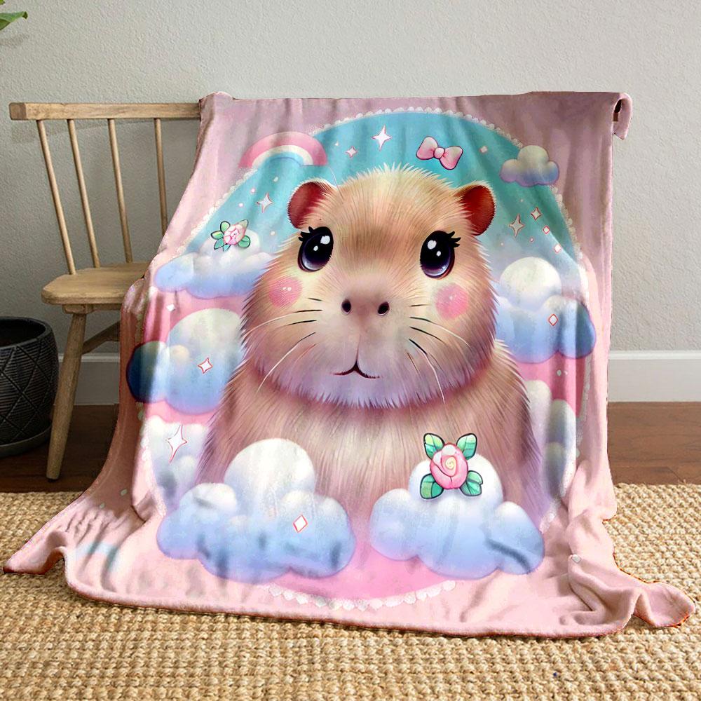 Cute Hamster In Dreamy Clouds Print Blanket Soft and Cozy Perfect for the Living Room Bed Sofa or a Nap,gift