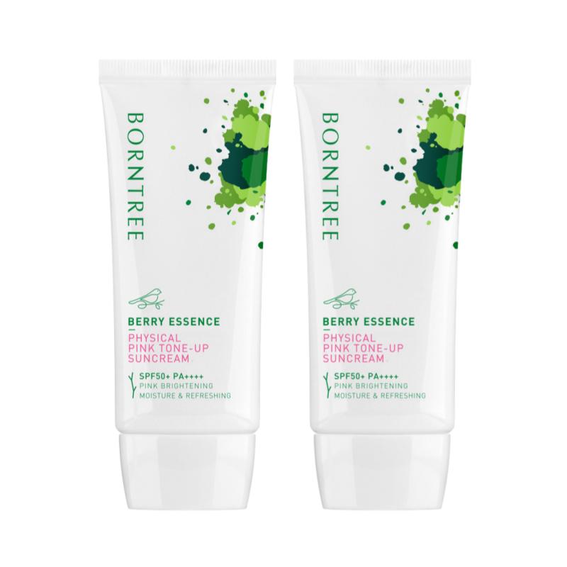 

[BORNTREE] Berry Essence Mineral Pink Tone-Up Sunscreen SPF50+ PA++++ 50ml x 2ea Natural Radiance & Gentle UV Protection Set