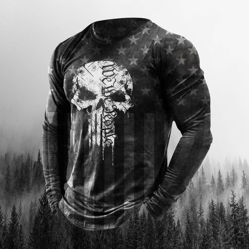Vintage Men's Imitation Cotton T Shirts Spring Autumn Crew Neck Loose Long Sleeve Casual Top Tees Men Clothing Oversized T Shirt